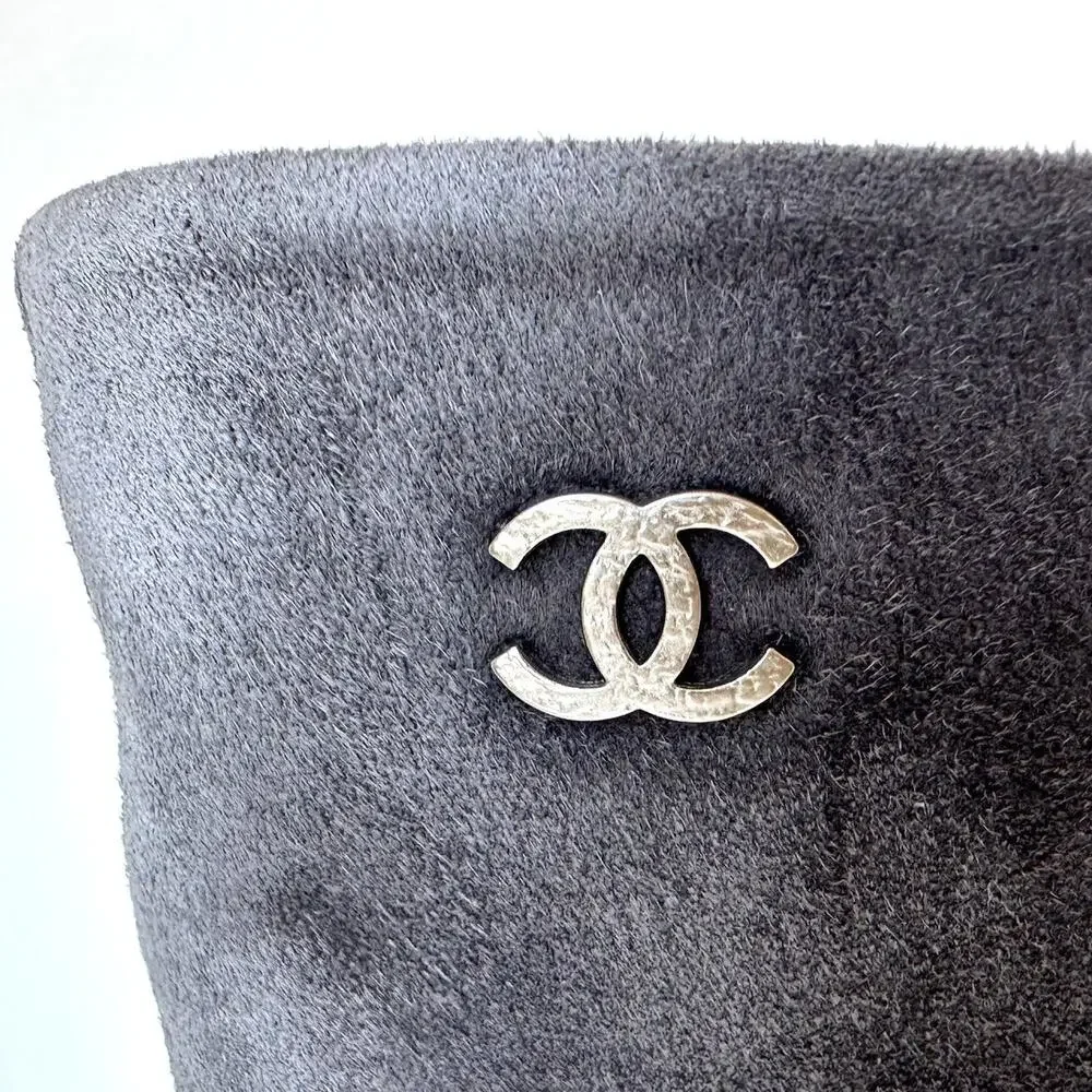 CHANEL grey suede